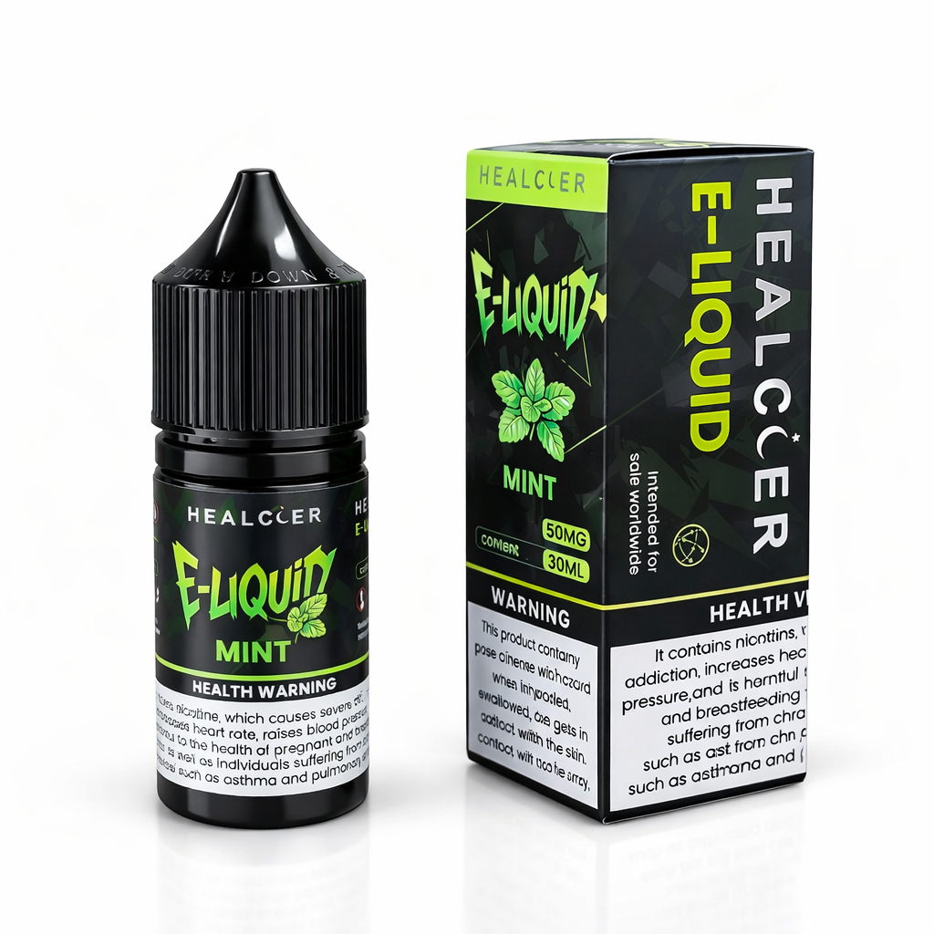 Healcler E-Liquid Mint bottle and packaging on a white background